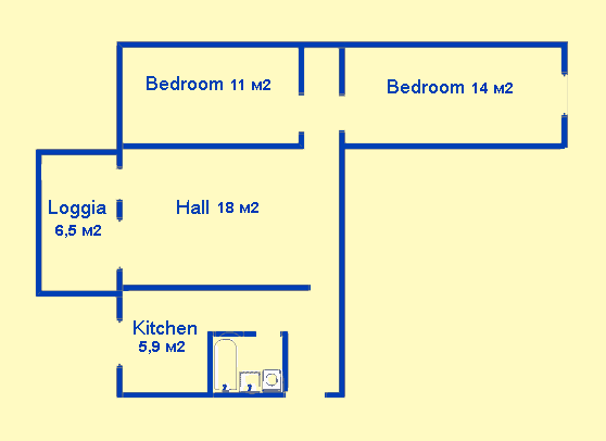 Scheme 3-room ap.